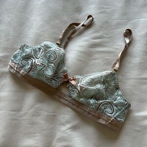 Rare! Bordelle Nami Guipere soft cup bra in Duck Egg, size S (30D, 32C or 34B)